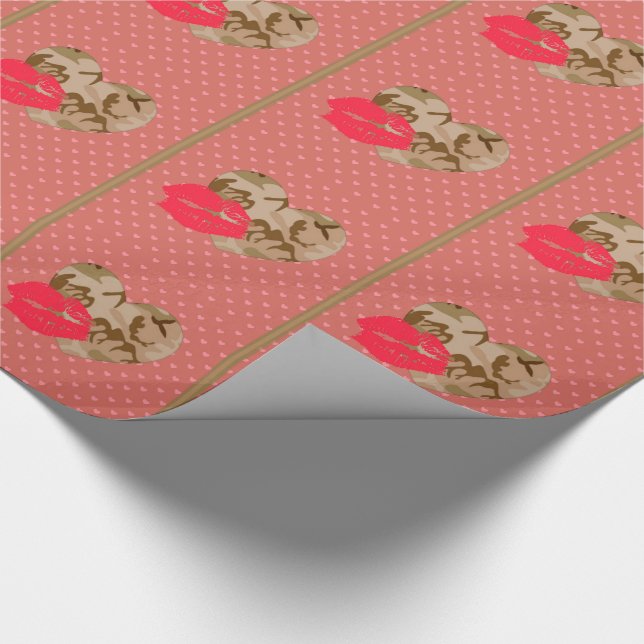 Desert Sand Camo Hearts Valentine Wrapping Papper Presentpapper (Hörn)