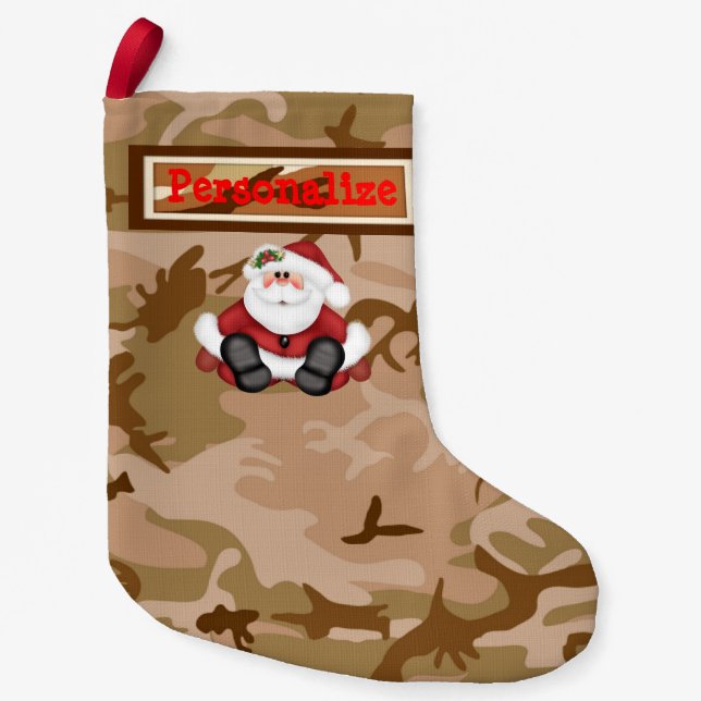 Desert Sand Camo-julklapp w/Jultomten Liten Julstrumpa (Framsidan)