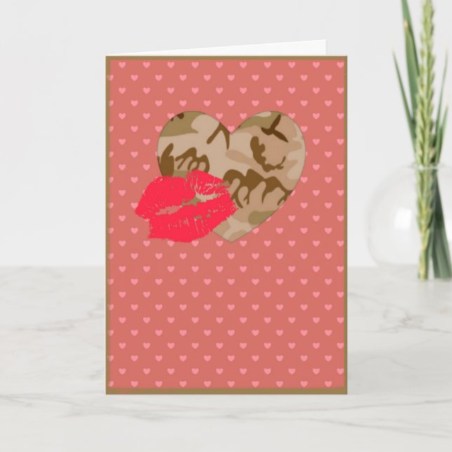 Desert Sand Camo Valentine Hearts Valentine Day Helgkort (Framsida)