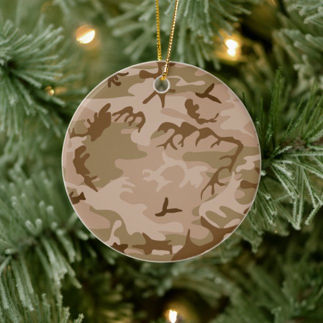 Desert Sand Camouflage Porcelain Circle Ornament (Träd)