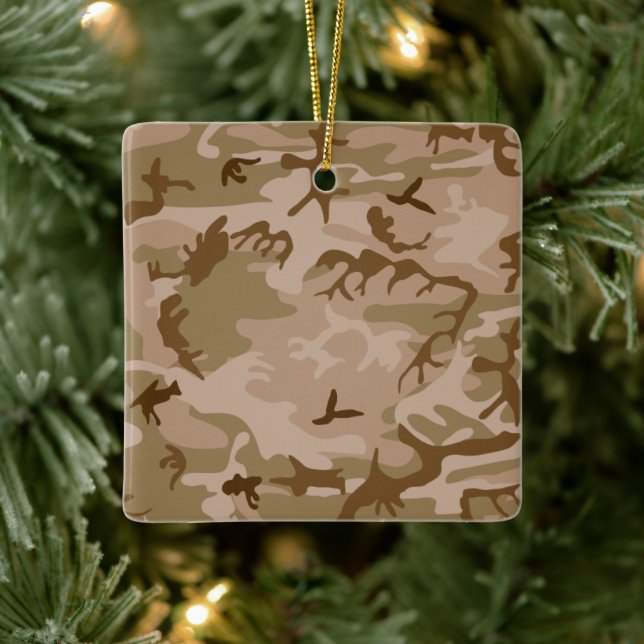 Desert Sand Camouflage Porcelain Square Ornament (Träd)