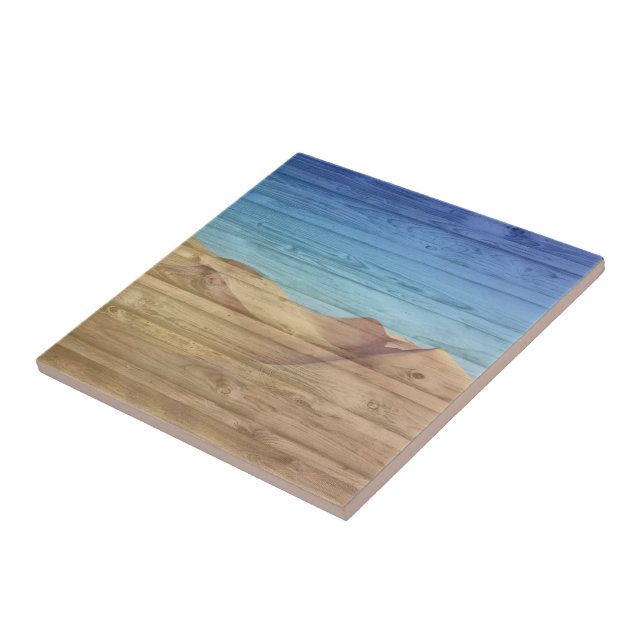Desert Sand Dunes Beautiful Blue Sky On Wood Grain Kakelplatta (Sidan)