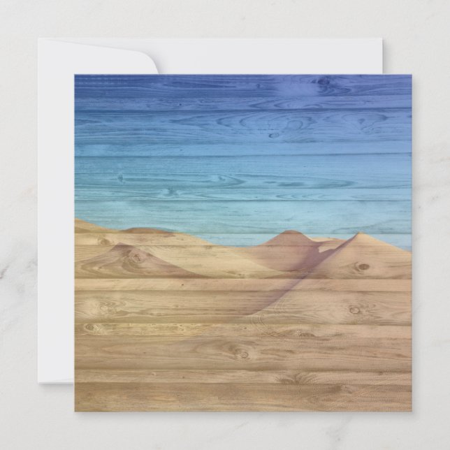 Desert Sand Dunes Beautiful Blue Sky On Wood Grain Kort (Framsida)