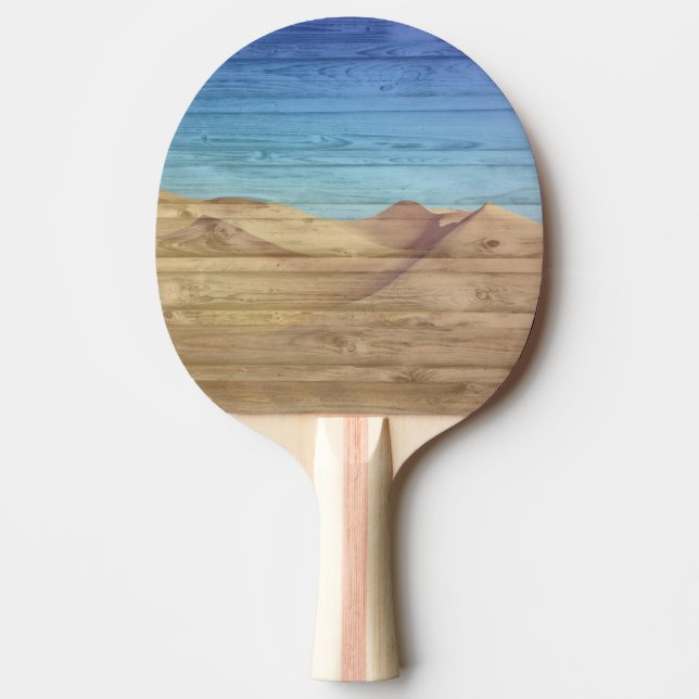 Desert Sand Dunes Beautiful Blue Sky On Wood Grain Pingisracket (Framsidan)