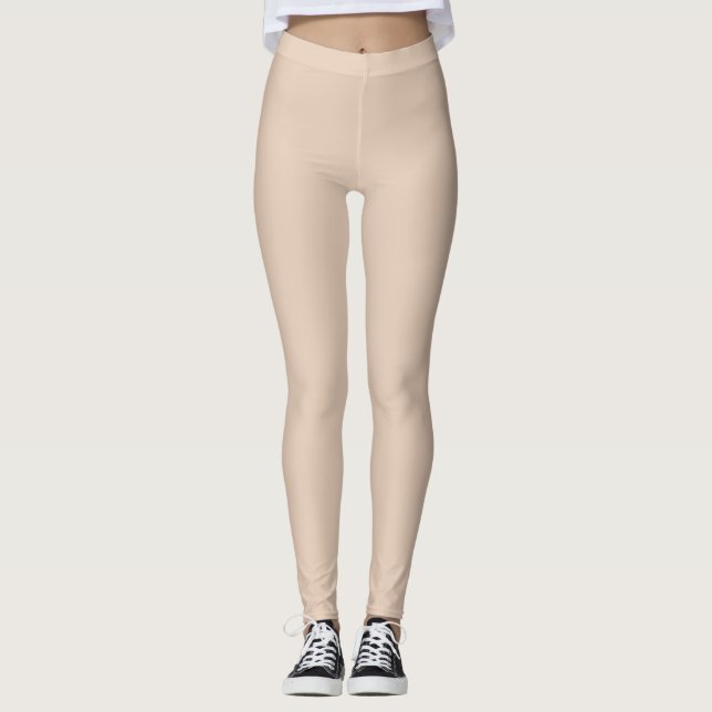 Desert Sand Solid Plain Färg Leggings (Framsida)