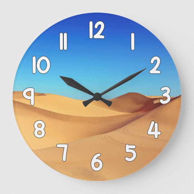 Desert Sand Wall Clock – Blue Sky Nature Landscape Stor Klocka (Framsida)