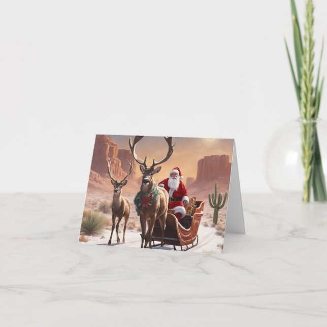Desert Santa with Reindeer jul Card Helgkort (Framsida)