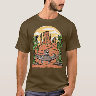 Desert Scene Cactus Skeleton Cowboy In Hat And Ham T Shirt