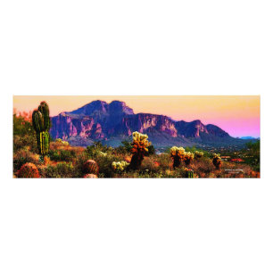 Desert Scenia Lila Superstition Mountain Sunset Fototryck