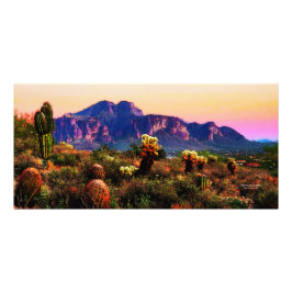Desert Scenia Lila Superstition Mountain Sunset Fototryck