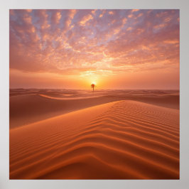 Desert Serenity - Golden Dunes vid Sunset Fine Art Poster
