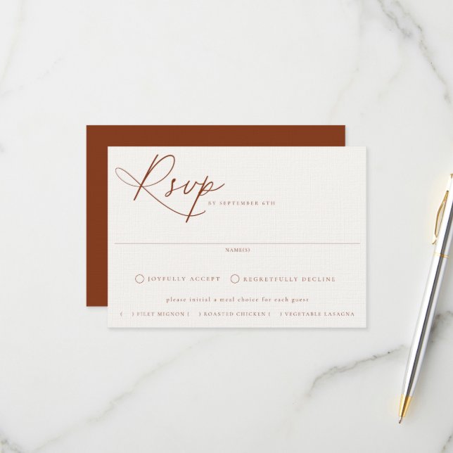 Desert Sienna Meal Choal Bröllop OSA Card (Fram/Back In Situ)