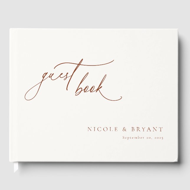 Desert Sienna Modern Minimalist Bröllop Gästböcker (Framsida)