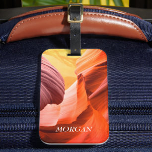 Desert Slot Canyon eller Ditt foto, White Namn Bagagebricka