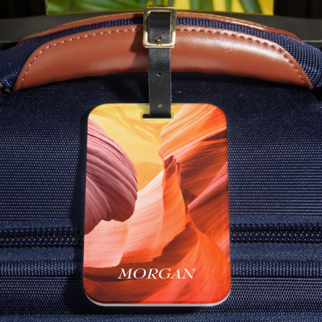 Desert Slot Canyon eller Ditt foto, White Namn Bagagebricka (Framsida Insitu 2)