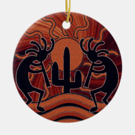 Desert Sol Cactus Kokopelli Southwest Decor Julgransprydnad Keramik