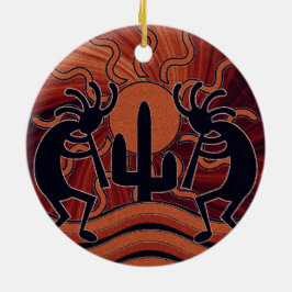 Desert Sol Cactus Kokopelli Southwest Decor Julgransprydnad Keramik