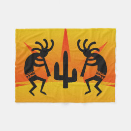 Desert Sol Cactus Kokopelli Southwest Tribal Fleecefilt