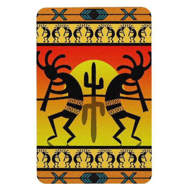 Desert Sol Cactus Kokopelli SouthWestern Magnet (Vertikal)