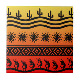 Desert Sol Cactus Southwest Kokopelli Ceramic Tile Kakelplatta