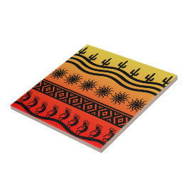 Desert Sol Cactus Southwest Kokopelli Ceramic Tile Kakelplatta