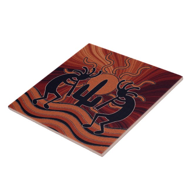 Desert Sol Cactus Southwest Kokopelli Ceramic Tile Kakelplatta (Sidan)