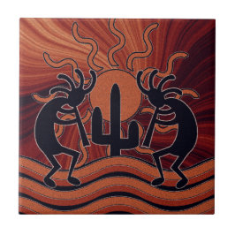 Desert Sol Cactus Southwest Kokopelli Ceramic Tile Kakelplatta