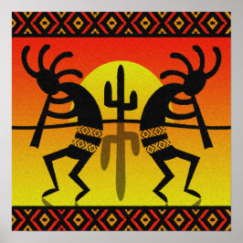 Desert Sol Cactus Southwest Kokopelli Wall Art Poster