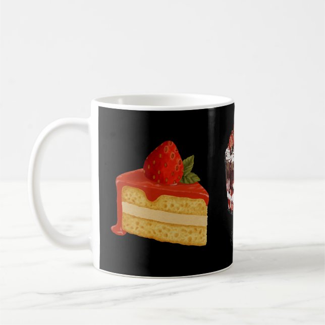 Desert sötkaka och glass. kaffemugg (Vänster)