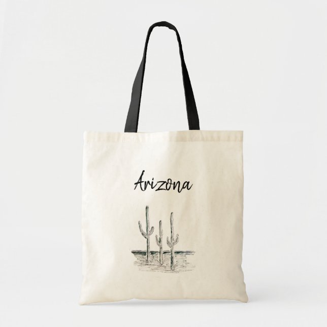Desert Southwest Cactus Arizona Black Typography Tygkasse (Framsidan)