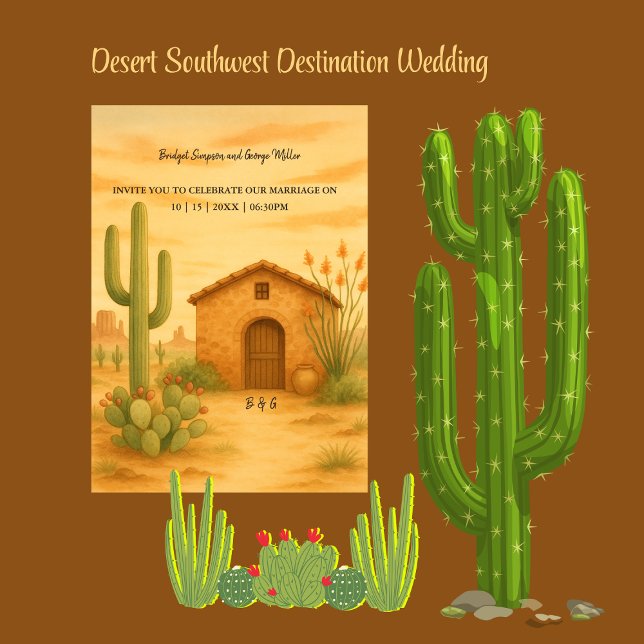 Desert Southwest golden Sunset Destination Wedding Inbjudningar (Skapare uppladdad)