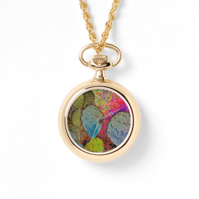 Desert Southwest Succulent Cactus Abstrakt Armbandsur (Framsida)