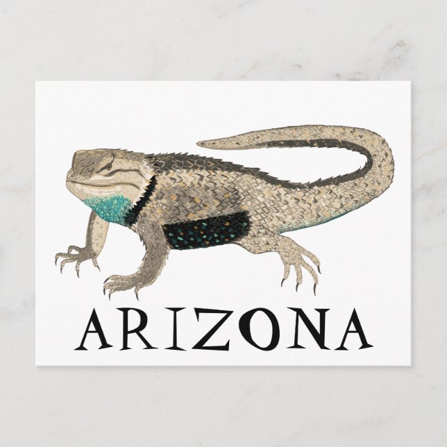 Desert Spiny Lizard ARIZONA Vild Animal Nature Art Vykort (Framsida)