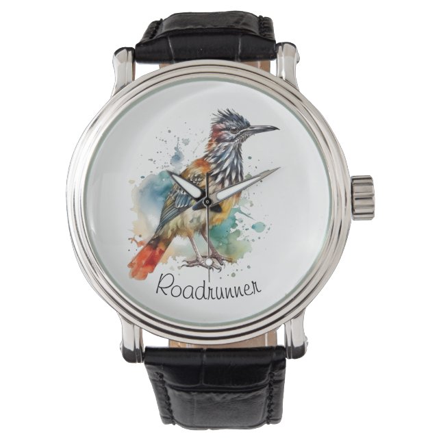 Desert Spirit, Roadrunner i Watercolor, anpassning Armbandsur (Framsida)