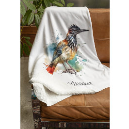 Desert Spirit, Roadrunner i Watercolor, anpassning Fleecefilt