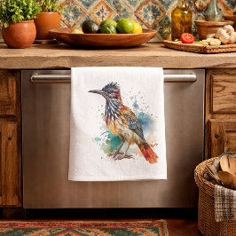 Desert Spirit, Roadrunner i Watercolor, anpassning Kökshandduk