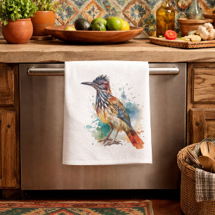 Desert Spirit, Roadrunner i Watercolor Kökshandduk