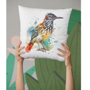 Desert Spirit, Roadrunner i Watercolor Kudde