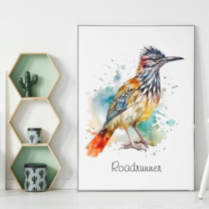 Desert Spirit, Roasrunner i Watercolor anpassnings Poster