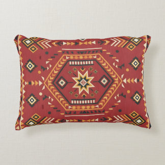 Desert Star Nomad – Vibrant Crimson Tribal Art Prydnadskudde
