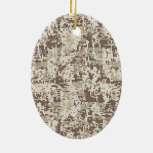 Desert Stil Digital Camouflage Pixels Decor Julgransprydnad Keramik