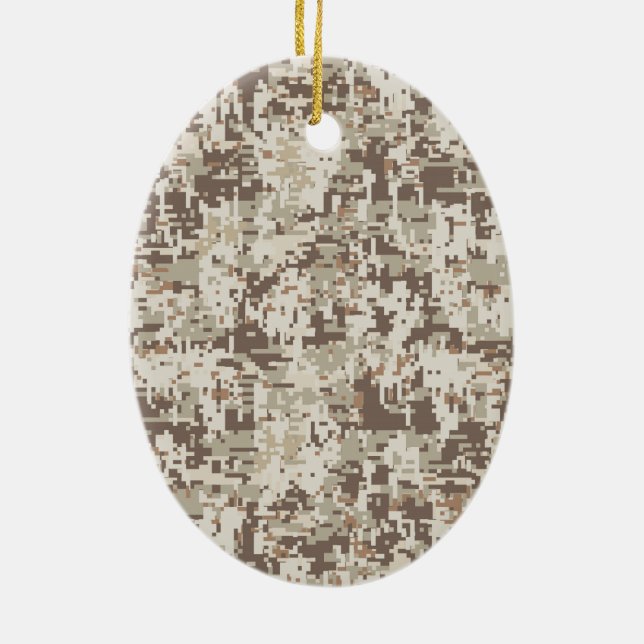 Desert Stil Digital Camouflage Pixels Decor Julgransprydnad Keramik (Baksidan)