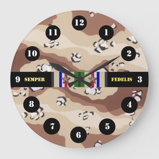 DESERT STORM MARINE 2 STARS CLOCK STOR KLOCKA (Framsida)