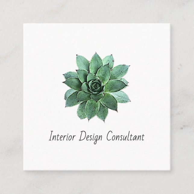 Desert Succulent QR code Interior Designer  Fyrkantigt Visitkort (Framsida)