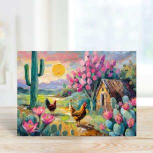 Desert Succulm Landskap med Chickens Kort