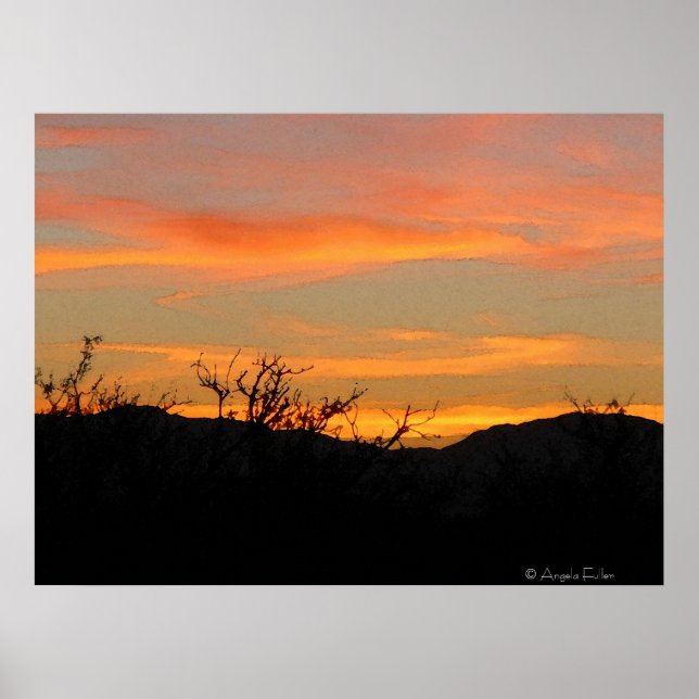 Desert Sunrise Digital Watercolor Poster (Framsidan)