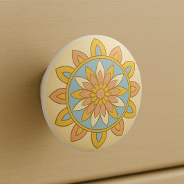 Desert Sunrise Färg Modern Mandala Folk Art Knopp