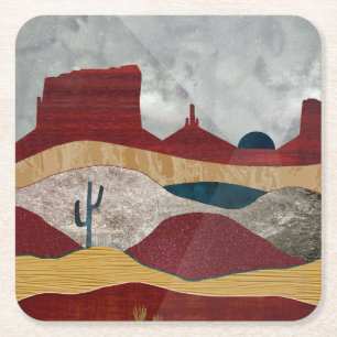 Desert Sunrise Underlägg Papper Kvadrat