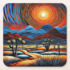 Desert Sunset 1 Underlägg Papper Kvadrat