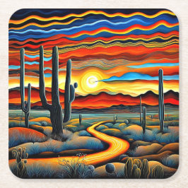 Desert Sunset 2 Underlägg Papper Kvadrat